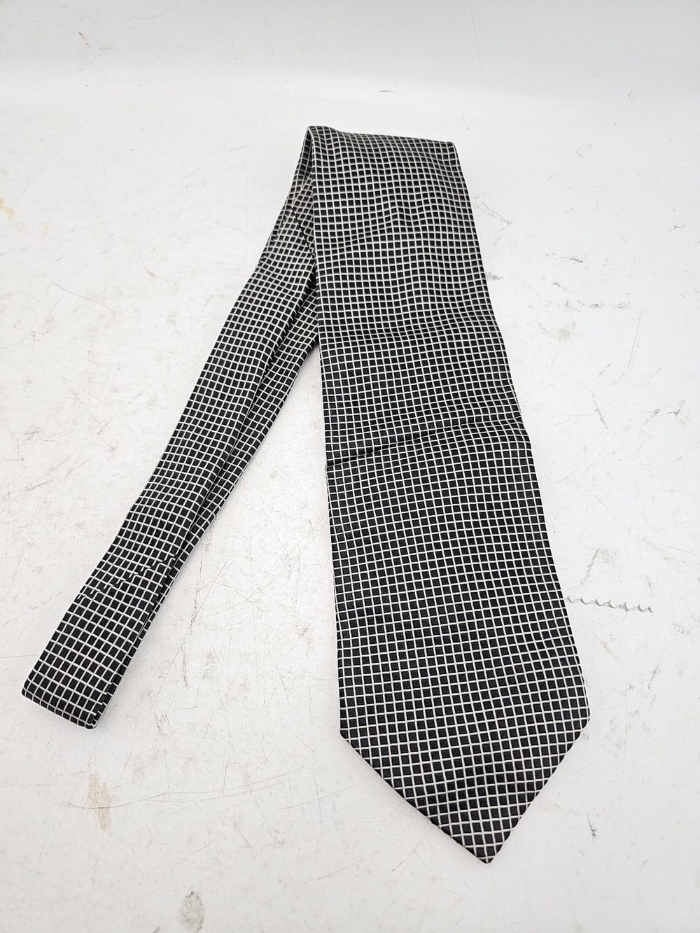 Giorgio Armani Black & White Grid Silk Tie